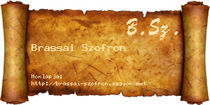 Brassai Szofron névjegykártya